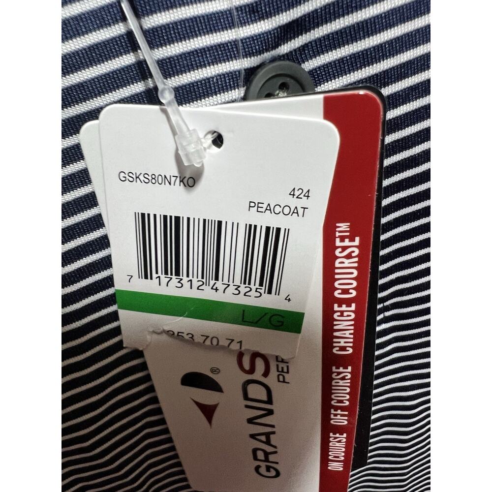 NWT MENS GRAND SLAM PERFORMANCE Peacoat Striped POLO GOLF SHIRT SIZE Large - Picture 4 of 10